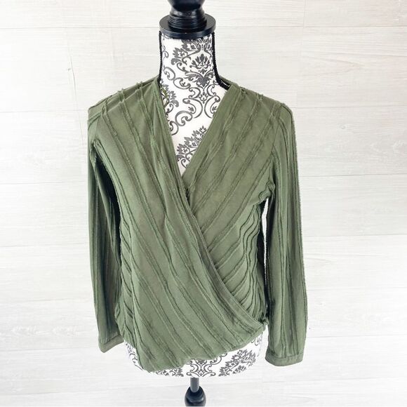 Anthropologie Maeve Audre Long Sleeve Faux Wrap Top - Picture 4 of 11